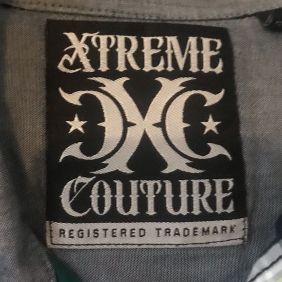 Extreme Couture Plaid Long Sleeve Button Down Shirt Skater Size Large - Picture 3 of 5